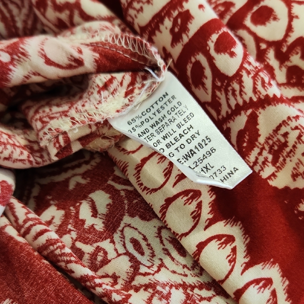 Red and White Patterned Fabric Dress